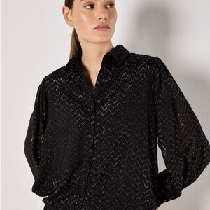 NWT Michael Kors Chic Black Button Down Shirt for Women Black